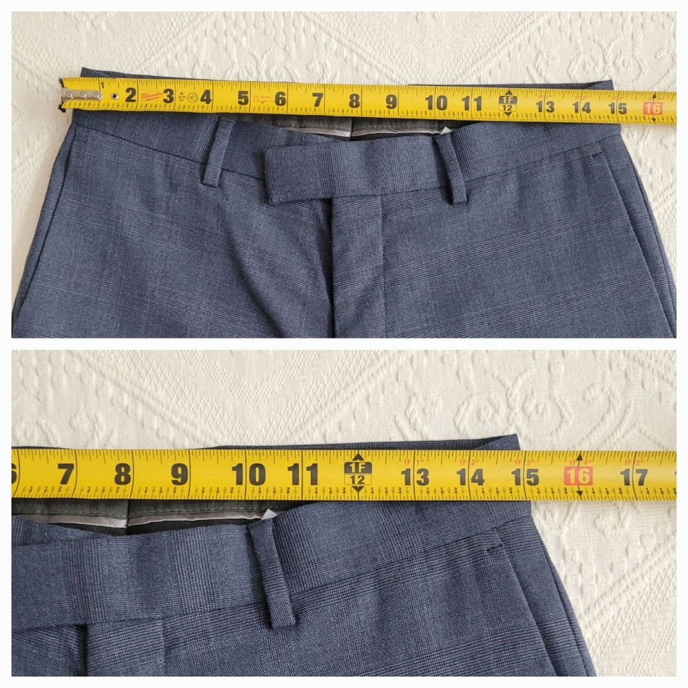BANANA REPUBLIC FACTORY SLIM FIT SUIT JACKET 38R & DRESS PANTS 29X32 NAVY PLAID - Picture 13 of 16